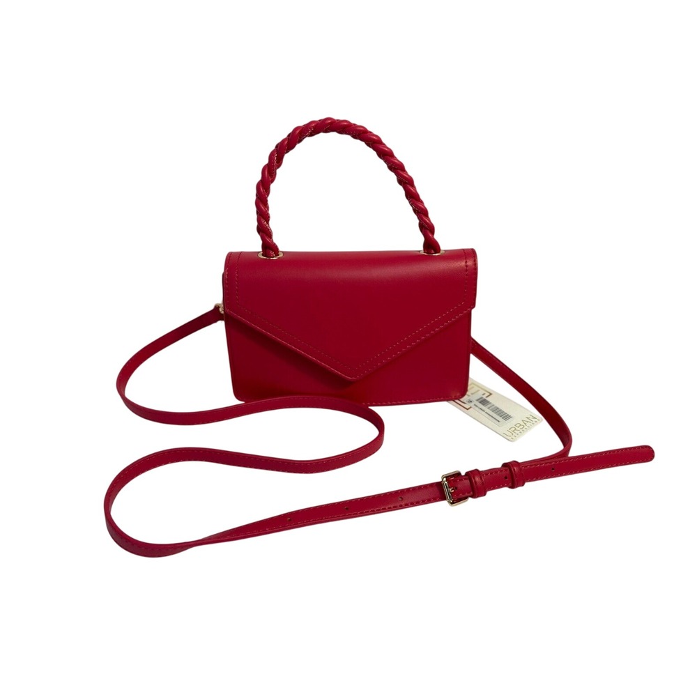 Urban Expressions Crossbody Bag Braided Handle Flap pink 8" x 5" x 2"